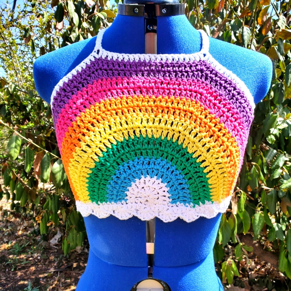 Pride Crochet Crop Halter Summer Pride Festival Hippie Top